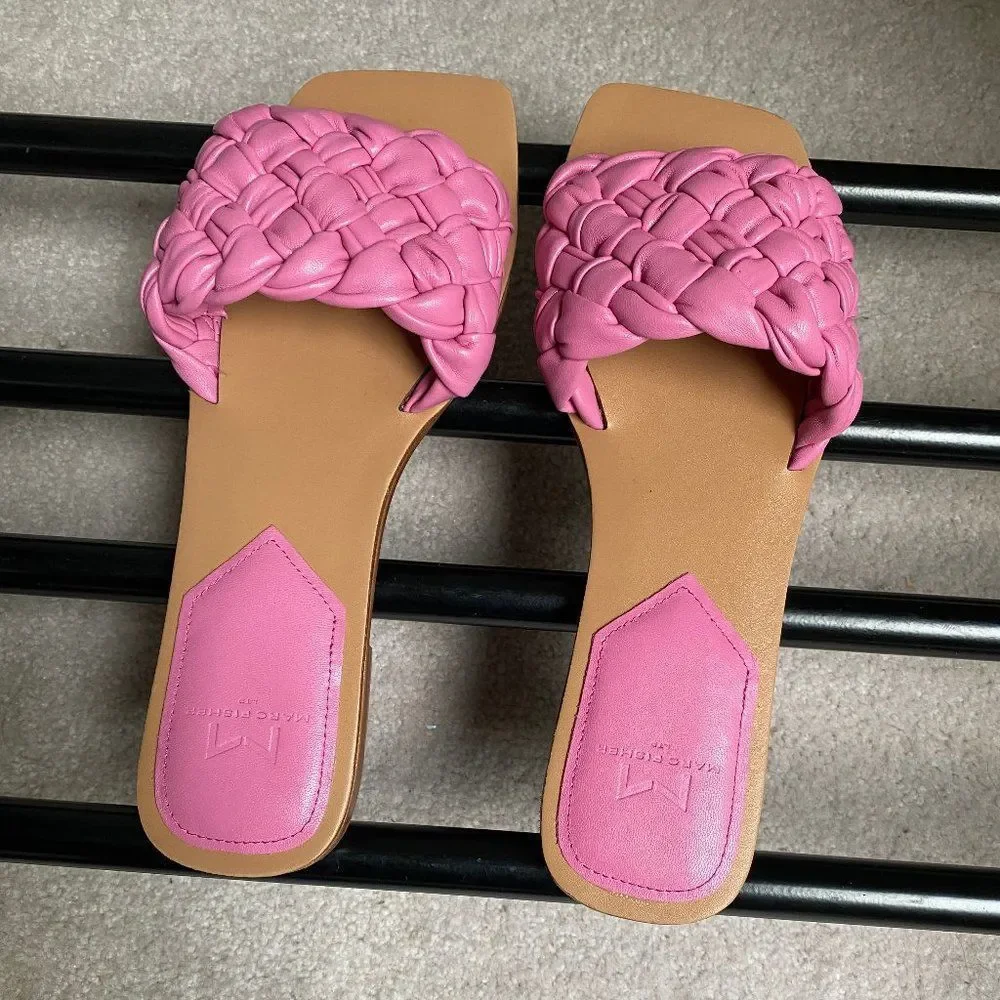 MARC FISHER Women Reanna Leather Slide Sandals - NEW NWOB - Picture 2 of 9